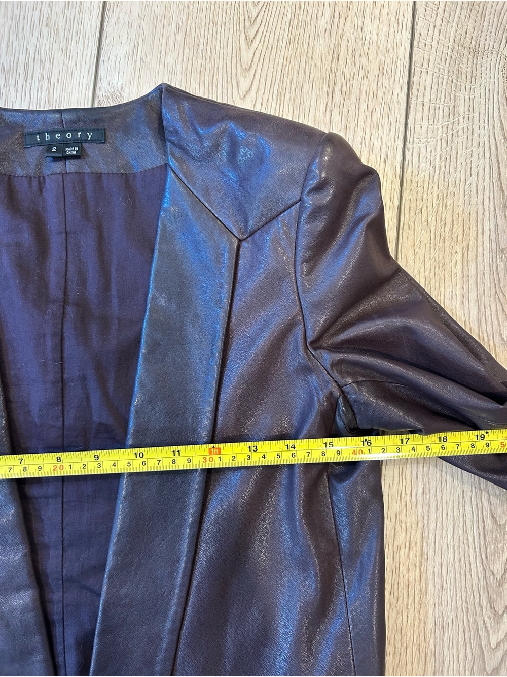 Theory aubergine lamb skin leather blazer size 2 - Picture 7 of 8